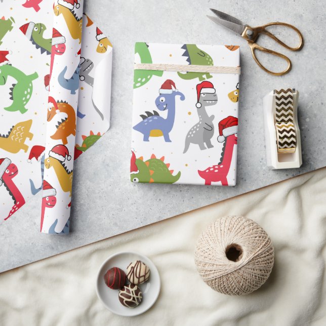 Cute Christmas Dinosaur Wrapping Paper (Crafts)