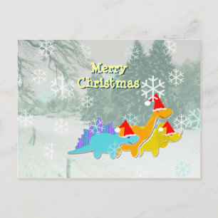 Cute Christmas Dinosaurs Postcard