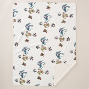 Cute Christmas Dinosaurs Sherpa Blanket