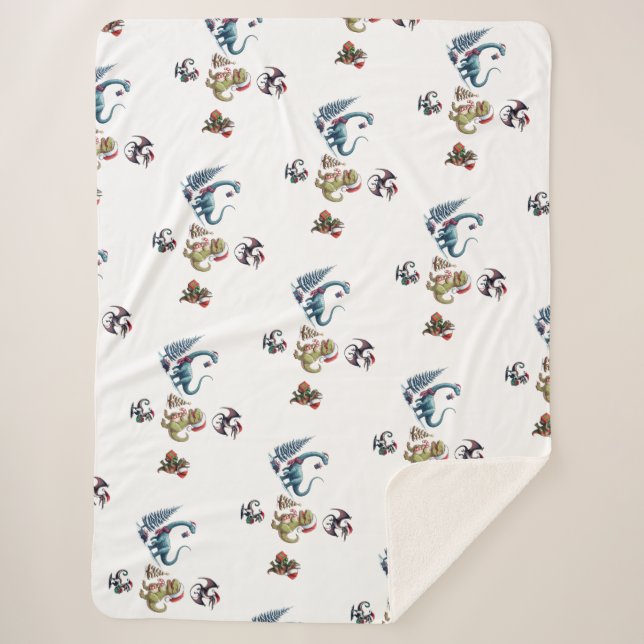 Cute Christmas Dinosaurs  Sherpa Blanket (Front)