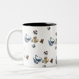 Cute Christmas Dinosaurs Two-Tone Coffee Mug
