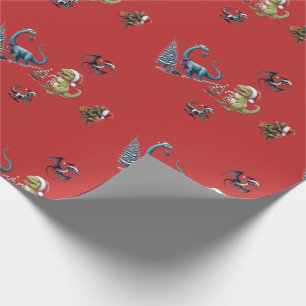 Cute Christmas Dinosaurs Wrapping Paper