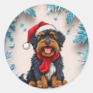 Cute christmas dog classic round sticker