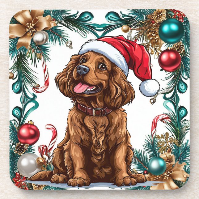 Cute christmas dog coaster (Front)