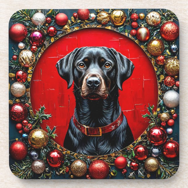 Cute christmas dog coaster (Front)