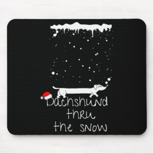 Cute Christmas Dog, Dachshund Thru The Snow  Mouse Pad