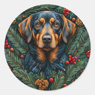 Cute christmas dog Festive Holiday Puppy Design Classic Round Sticker