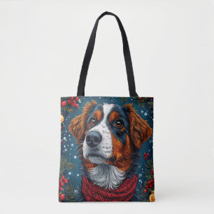 Cute christmas dog Festive Puppy Holidat gift Tote Bag