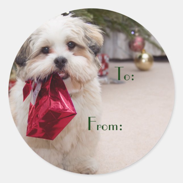 Cute Christmas Dog Gift Tags (Front)