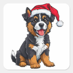 Cute Christmas Dog Holiday Decor Pet Lover Festive Square Sticker