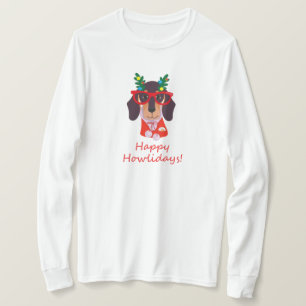 Cute Christmas Dog Howlidays Doxie Funny Dachshund T-Shirt