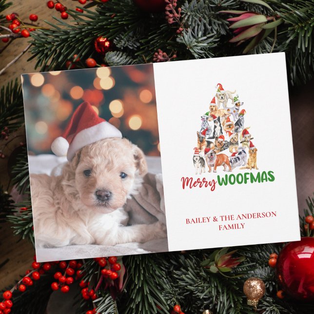Cute Christmas Dog Merry Woofmas Pet Photo Holiday Card (Creator Uploaded)