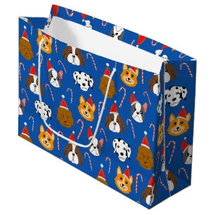 Cute Christmas Dog Patterned Large Gift Bag