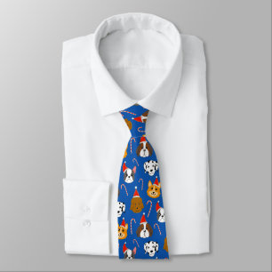 Cute Christmas Dog Patterned Tie