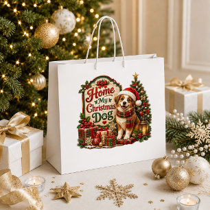 Cute Christmas Dog Red Green Holiday Gift Bag Desi