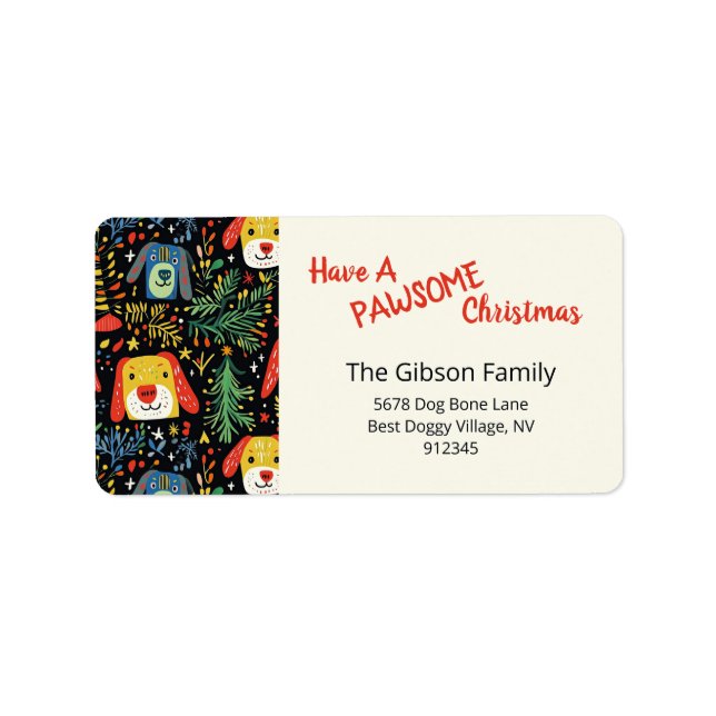 Cute Christmas Dog Return Address Labels (Front)