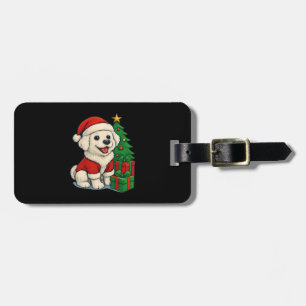 Cute Christmas Dog, Santa Hat Dog, With Christmas Luggage Tag