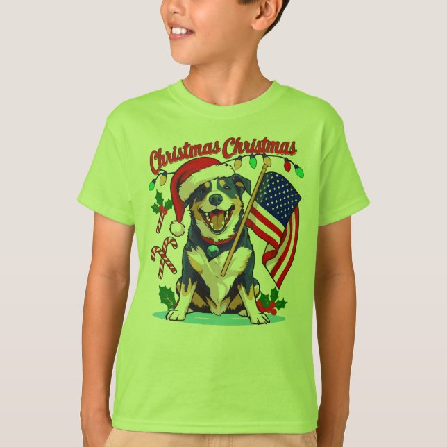 Cute Christmas Dog T-Shirt (Front)