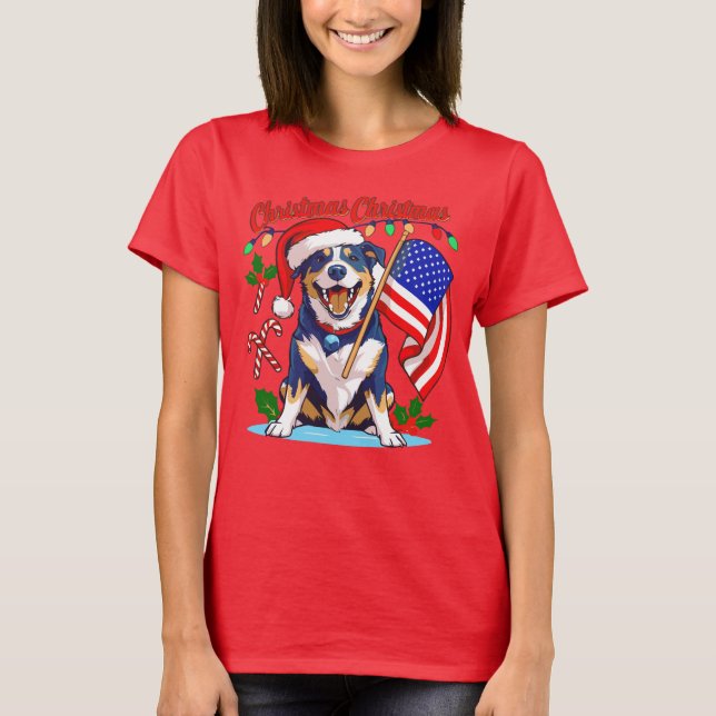 Cute Christmas Dog T-Shirt (Front)