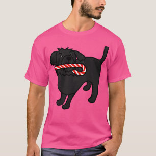 Cute Christmas Dog with Candy Cane in Mouth T-Shirt