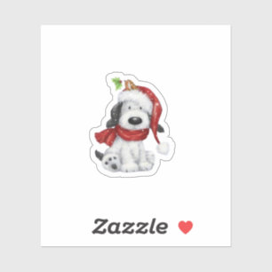 Cute Christmas Dog with Santa Hat & Scarf