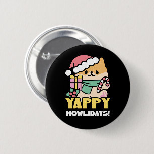 Cute Christmas Dog - Yappy Howlidays 6 Cm Round Badge