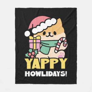 Cute Christmas Dog - Yappy Howlidays Fleece Blanket