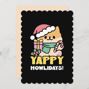 Cute Christmas Dog - Yappy Howlidays  Invitation