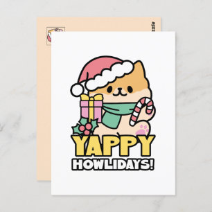 Cute Christmas Dog - Yappy Howlidays Postcard