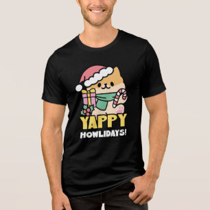 Cute Christmas Dog - Yappy Howlidays  Tri-Blend Shirt