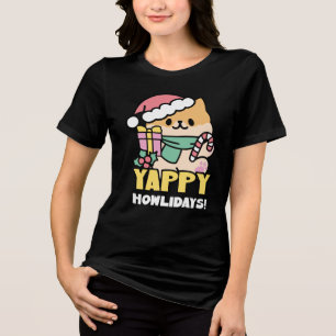 Cute Christmas Dog - Yappy Howlidays  Tri-Blend Shirt