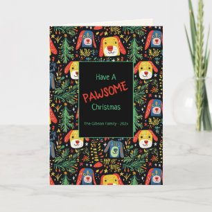Cute Christmas Dogs Folded Holiday Card