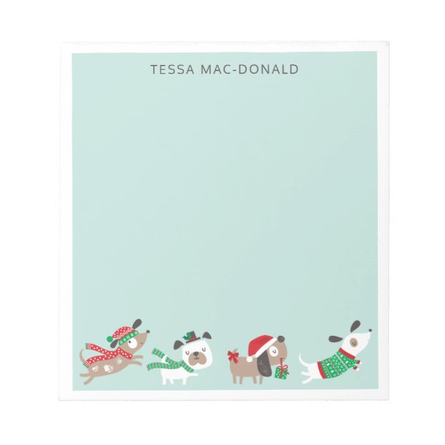 Cute christmas dogs on mint notepad (Front)