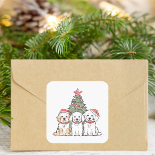 Cute Christmas Dogs Puppies Holiday Square Sticker