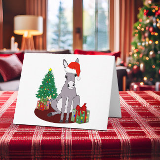 Cute Christmas Donkey Blank Note Holiday Card