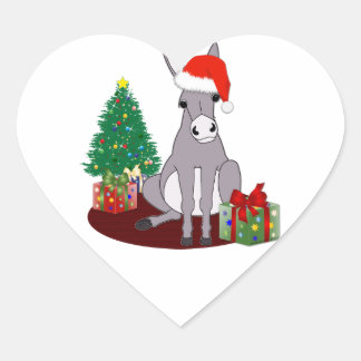 Cute Christmas Donkey Heart Sticker