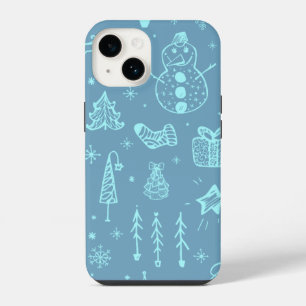 Cute Christmas Doodle Drawing Illustration iPhone 14 Case