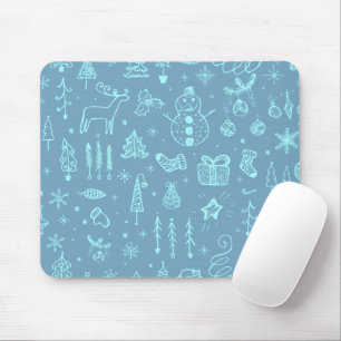 Cute Christmas Doodle Drawing Illustration Mouse Pad