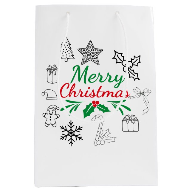 Cute Christmas Doodles gift bag (Front)