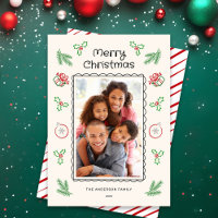 Cute Christmas Doodles Photo ChristmasHoliday Card