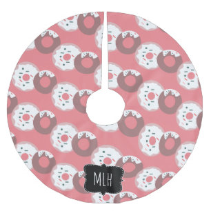 Cute Christmas Doughnut Sprinkles Family Initial Brushed Polyester Tree Skirt