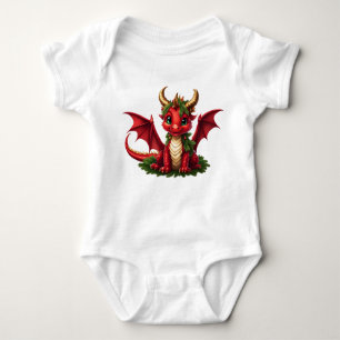 Cute Christmas Dragon Baby Bodysuit