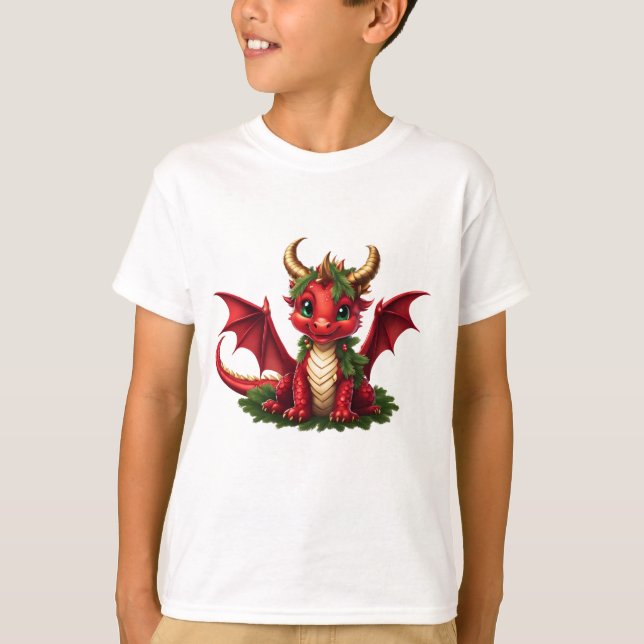 Cute Christmas Dragon for Christmas Jumpers T-Shirt (Front)