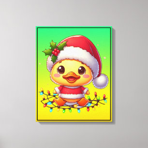 Cute Christmas Duck Cartoon Santa-68362 Canvas Print