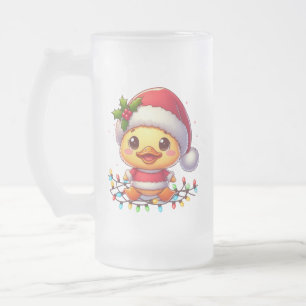Cute Christmas Duck Cartoon Santa-68362 Frosted Glass Beer Mug