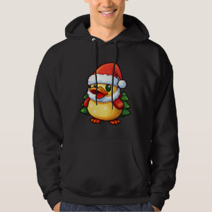 Cute Christmas Duck in Santa hat Hoodie