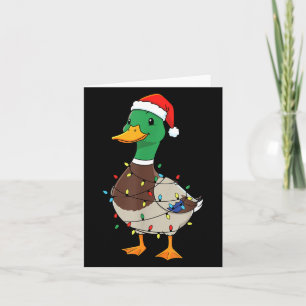 Cute Christmas Duck Mallard With Xmas Lights Card