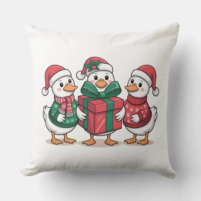 Cute Christmas Ducks Cartoon Art-68105 Cushion (Front)