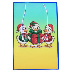 Cute Christmas Ducks Cartoon Art-68105 Medium Gift Bag