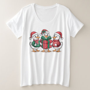 Cute Christmas Ducks Cartoon Art-68105 Plus Size T-Shirt